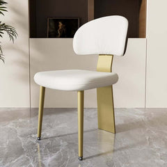 White upholstered dining chair set of 2 modern armless side chair curved back furniture for dining room