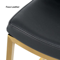 Modern Black Faux Leather Bar Chairs Set of 2 with Back & Footrest for Comfortable Seating