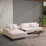 126" LShaped Blue Modular Sectional Sofa Chaise with Ottoman for Living Room