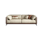 Contemporary 3 Pieces Living Room Set Microfiber Leather Upholstered Sofa in Brown & Beige