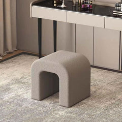 Cozy and Comfortable White Boucle Sherpa Vanity Stool Without Back