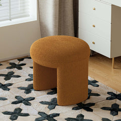 Elegant Modern Orange Boucle Vanity Stool Backless Makeup Accent Chair with Metal Legs