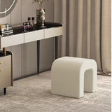 New White Boucle Sherpa Vanity Stool Without Back