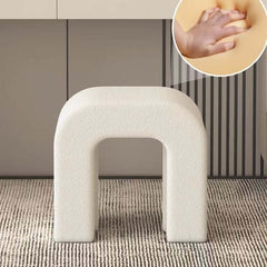 Elegant White Boucle Sherpa Vanity Stool Without Back for Dressing Table