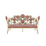 Pink Loveseat Velvet Upholstered Sofa Metal Sofa in Gold Legs 57.1"