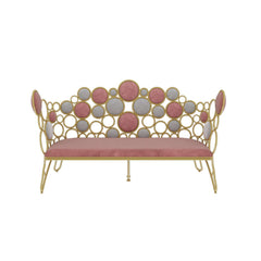 Contemporary pink velvet sofa with glamorous gold legs