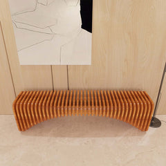 Contemporary curved wooden bench for entryways