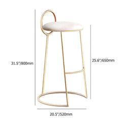 Sophisticated gray velvet counter height bar stool with low backrest and elegant gold-colored legs