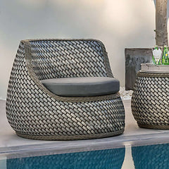 Dark Gray Outdoor Patio Rattan Armchair with Cushions in Stylish Contemporary Design