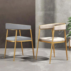 Elegant Gray Dining Chair with Velvet Upholstered Seat and Gold Accent Legs for Modern Interiors