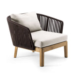 4 Pieces Teak Wood & Aluminum Outdoor Sofa Set with Coffee Table and Cushion in Natural