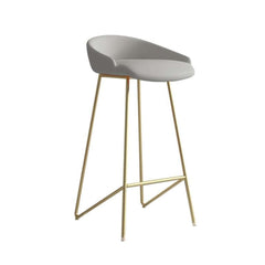 Chic gold finish bar stool featuring modern PU leather upholstery and footrest design