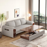 94.5" Gray Pull Out Sofa Bed Convertible LeathAire Sleeper with Lifttop Coffee Table