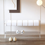 Velvet Upholstered Acrylic Entryway Bench Modern Line Bench in White Finish