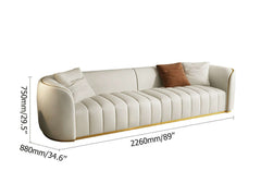 Elegant 89-inch modern faux leather upholstered sofa with stylish gold legs