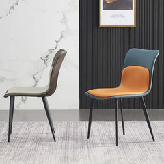 Contemporary blue dining chair with PU leather upholstery, ergonomic design, and a set of 2 for stylish dining room decor