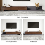 Set of 2 Walnut Modern MDF Extendable 3 Drawers TV Stand & Coffee Table Set Up to 120"