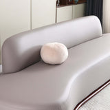 110.2" Modern Gray Faux Leather 5 Seaters Curved Sofa with Low Back Wooden Base