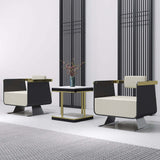 Walnut Modern Accent Chair Upholstered Cotton & Linen Accent Chair