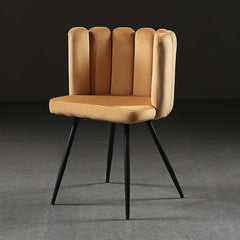 Chic Upholstered Dining Chair with Soft Velvet Fabric and Elegant Black Legs Design