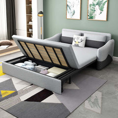 Modern full sleeper sofa with linen upholstery and storage