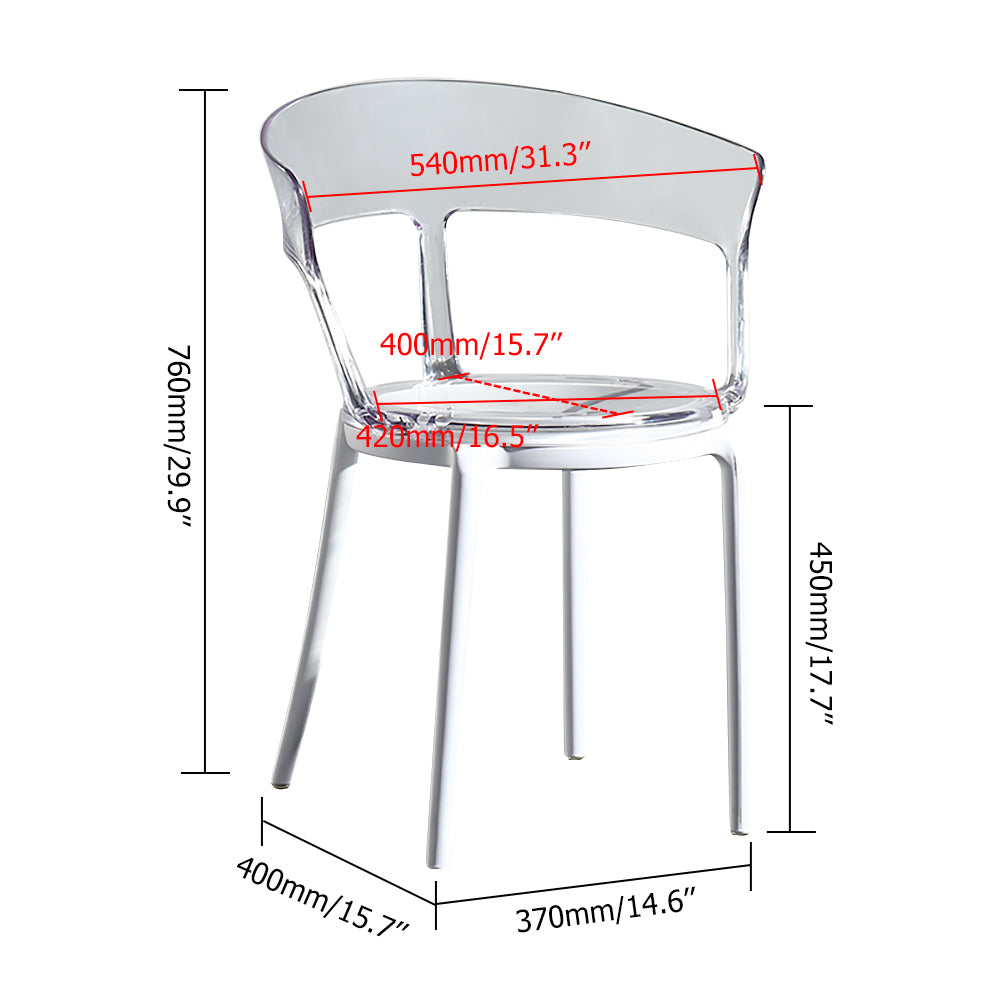 Modern Acrylic Dining Chair in Gray Dining Table Chairs with Arms