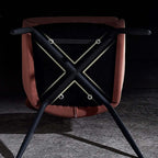 Contemporary Dining Room Chair in Gray and Orange Fabric