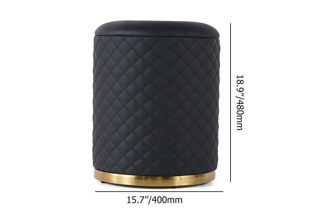 Elegant Ottoman Stool with 15.7 inch Round Seat in PU Leather