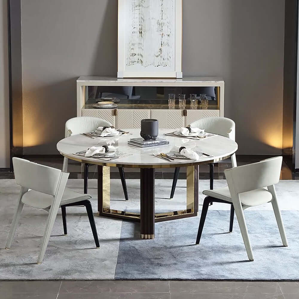 Modern Off White Dining Chair Faux Leather Upholstered Curved Back Set of 2 Secondary image