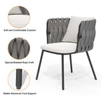 Coffee-colored outdoor patio dining chair with cushion - 2-piece set