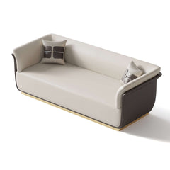 Stylish off-white and brown sofa designed for 3-seater with Microfiber Leather Upholstery