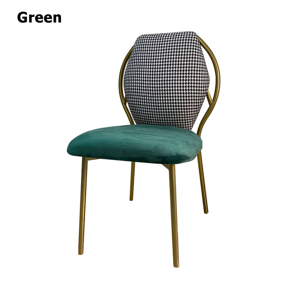 Sleek armless dining chair featuring luxurious gold metal legs, perfect side chair for elegant dining experience