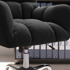 Sleek cotton and linen upholstered office chair with swivel and adjustable height for modern work environments