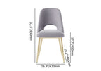 Trendy modern dining chairs in black upholstery with hollow back and elegant gold legs