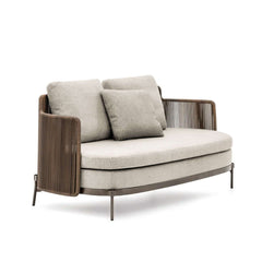 Rattan Patio Sofa 2Seater featuring Square Armrests and Comfortable Back Cushions for Relaxation