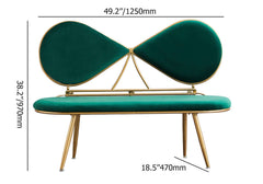 Modern green velvet loveseat sofa with chic bowknot, 49-inch upholstered seating, luxurious gold legs