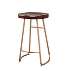 Stylish Modern Nature 29.5 inch Pine Wood and Metal Bar Stool with Gold Leg for Contemporary Dining Area