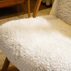 White Gray Boucle Sherpa Rocking Chair Upholstered in Soft Khaki Fabric