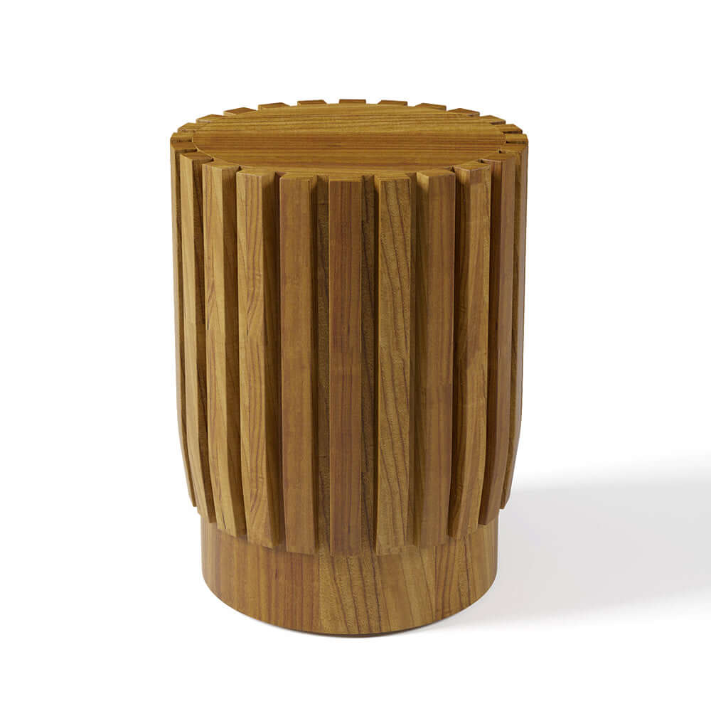 Outdoor furniture set with 2 modern round and rectangle teak wood coffee tables