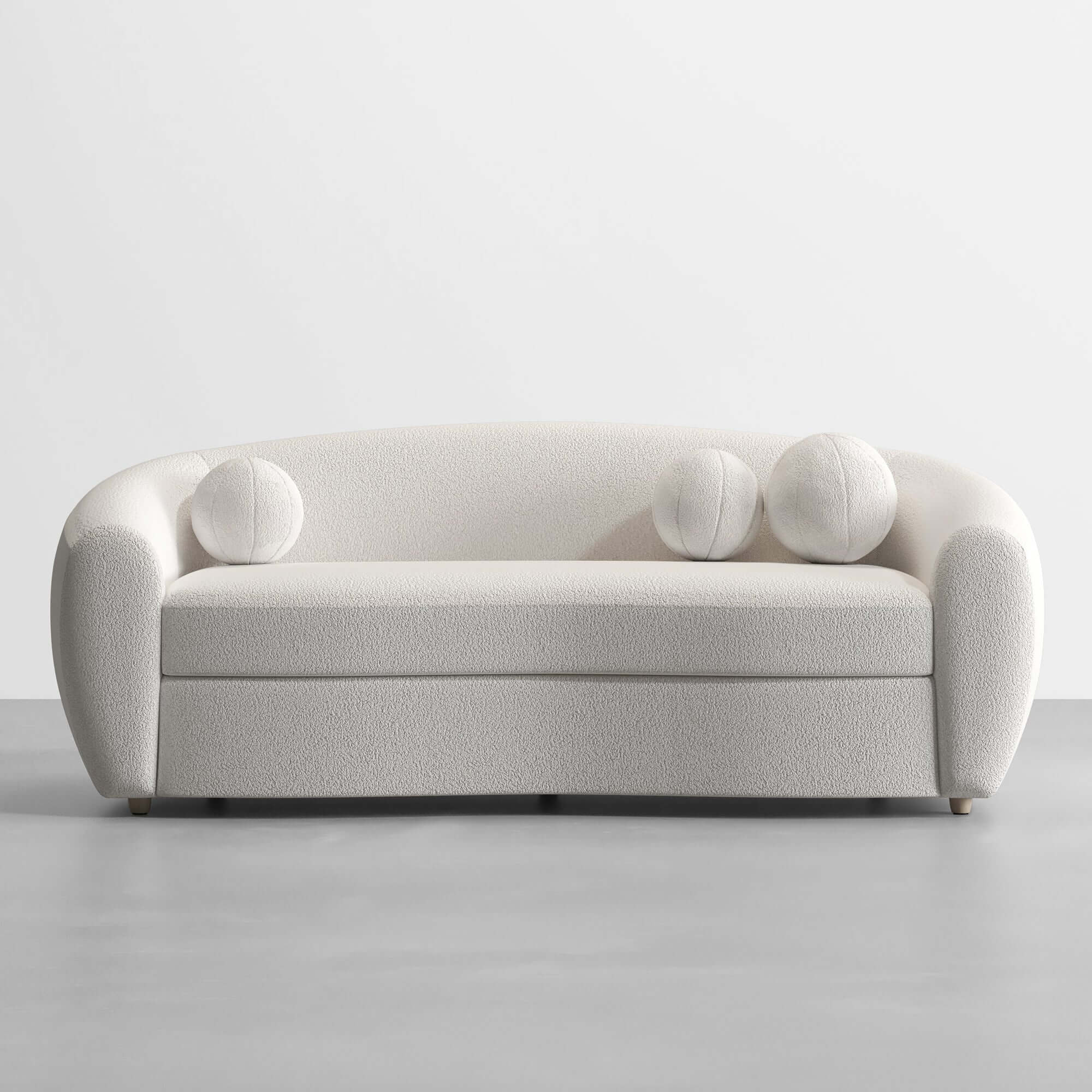 Elegant 78-inch modern white boucle sherpa three-seaters curved sofa for cozy living space Main image