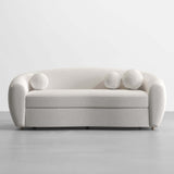 78" Modern White Boucle Sherpa  3 Seaters Curved Sofa for Living Room