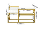 Chic modern white and gold upholstered bench for entryway decor