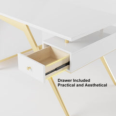 Black modern wooden executive writing desk and chair set for home office, 71 inches