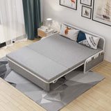 72" Modern Deep Gray Cotton Linen Upholstered Convertible Sofa Bed with Storage