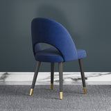 Modern Upholstered Blue Dining Chair Velvet Curved Back Set of 2