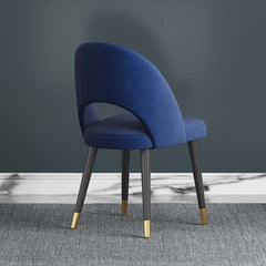 Modern and elegant blue velvet dining chair with a curved back, set of 2 for luxurious dining