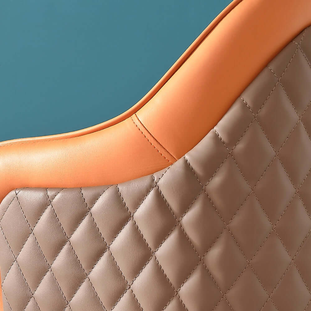 Contemporary beige PU leather barstool with full back and arm support