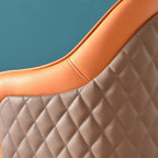 Contemporary beige PU leather barstool with full back and arm support