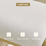 Upart Modern Beige Backless Vanity Stool Leathaire Upholstery Stainless Steel Frame