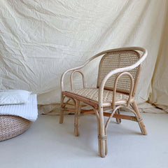 Children's small wicker seat for playroom and bedroom